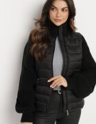 ann gissy Jachetă Neagră Matlasată cu Guler înalt și Mâneci din tricot Vertiera