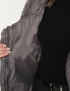 ann gissy Jachetă Palton Gri Lungă Matlasată cu Glugă și Fermoare Decorative Vlemika