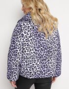 ann gissy Jachetă violetă matlasată leopard cu guler înalt Baililla