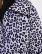 ann gissy Jachetă violetă matlasată leopard cu guler înalt Baililla