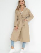ann gissy Palton Bej Oversize cu curea legată Ziyanna
