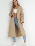 ann gissy Palton Bej Oversize cu curea legată Ziyanna