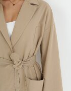 ann gissy Palton Bej Oversize cu curea legată Ziyanna