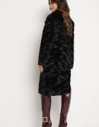 ann gissy Palton Negru Elegant cu închidere simplă din blană artificială de pluș Vertizelle