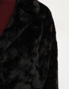 ann gissy Palton Negru Elegant cu închidere simplă din blană artificială de pluș Vertizelle