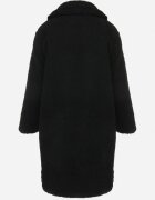 ann gissy Palton Negru Oversize cu Blană de Pluș cu Căciulă Arrumi