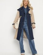 ann gissy Palton Trenci Albastru cu Bumbac Decorat cu Inserții din Denim Tirsedi