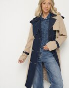 ann gissy Palton Trenci Albastru cu Bumbac Decorat cu Inserții din Denim Tirsedi