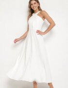 ann gissy Rochie Albă Cloș cu Vâscoză și Decolteu tip halter Dolienna