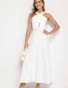ann gissy Rochie Albă Cloș cu Vâscoză și Decolteu tip halter Dolienna