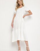 ann gissy Rochie Albă cu croială evazată din viscoză Filastia