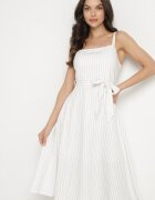 ann gissy Rochie Albă din Vâscoză cu Model în Dungi Dolereia