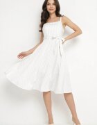 ann gissy Rochie Albă din Vâscoză cu Model în Dungi Dolereia