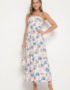 ann gissy Rochie Albastră din Vâscoză cu Croi Evazat cu Imprimeu Floral Nalorene