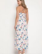 ann gissy Rochie Albastră din Vâscoză cu Croi Evazat cu Imprimeu Floral Nalorene