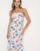 ann gissy Rochie Albastră din Vâscoză cu Croi Evazat cu Imprimeu Floral Nalorene