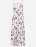 ann gissy Rochie Albastră din Vâscoză cu Croi Evazat cu Imprimeu Floral Nalorene