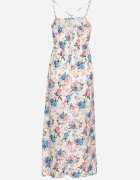 ann gissy Rochie Albastră din Vâscoză cu Croi Evazat cu Imprimeu Floral Nalorene
