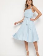 ann gissy Rochie Albastră din Vâscoză cu Model cu Dungi Dolereia