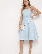 ann gissy Rochie Albastră din Vâscoză cu Model cu Dungi Dolereia