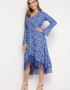 ann gissy Rochie Asimetrică Albastră Midi Cloș cu Plasă Tivora