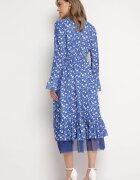 ann gissy Rochie Asimetrică Albastră Midi Cloș cu Plasă Tivora