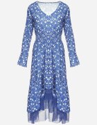 ann gissy Rochie Asimetrică Albastră Midi Cloș cu Plasă Tivora