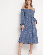 ann gissy Rochie bleumarin evazată midi cu buline Farnai