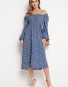 ann gissy Rochie bleumarin evazată midi cu buline Farnai