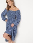 ann gissy Rochie bleumarin evazată midi cu buline Farnai