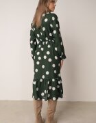ann gissy Rochie Cloș Midi Verde închis cu legătură la decolteu cu buline Velvina