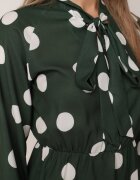 ann gissy Rochie Cloș Midi Verde închis cu legătură la decolteu cu buline Velvina