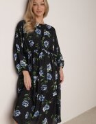 ann gissy Rochie Cloș Negru-Albastru Midi cu Mâneci Lilit Floral Gervia