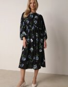 ann gissy Rochie Cloș Negru-Albastru Midi cu Mâneci Lilit Floral Gervia