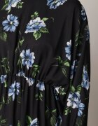 ann gissy Rochie Cloș Negru-Albastru Midi cu Mâneci Lilit Floral Gervia
