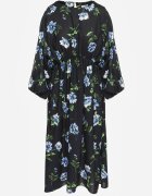 ann gissy Rochie Cloș Negru-Albastru Midi cu Mâneci Lilit Floral Gervia