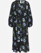 ann gissy Rochie Cloș Negru-Albastru Midi cu Mâneci Lilit Floral Gervia