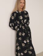 ann gissy Rochie Cloș Negru-Bej Midi cu Mâneci Liliac cu flori Gervia