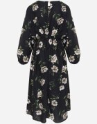 ann gissy Rochie Cloș Negru-Bej Midi cu Mâneci Liliac cu flori Gervia