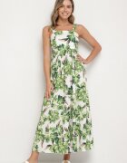ann gissy Rochie Cloș Verde cu Vâscoză cu Imprimeu Floral Nilarune