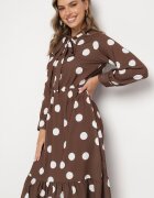 ann gissy Rochie Evazată Maro Midi cu legătură la decolteu cu buline Velvina