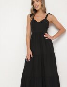 ann gissy Rochie evazată neagră din viscoză decorată cu o legătură pe bretele Meravessa