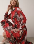 ann gissy Rochie Midi Roșu-Maro cu Croială Cloș cu curea cu cataramă Olvira
