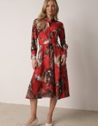ann gissy Rochie Midi Roșu-Maro cu Croială Cloș cu curea cu cataramă Olvira