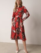 ann gissy Rochie Midi Roșu-Maro cu Croială Cloș cu curea cu cataramă Olvira