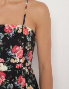 ann gissy Rochie Neagră cu vâscoză cu croi evazat cu flori Nalorene