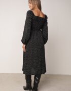 ann gissy Rochie Neagră Midi Evazată cu Decolteu Spaniol cu buline Wirina