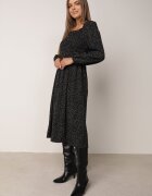 ann gissy Rochie Neagră Midi Evazată cu Decolteu Spaniol cu buline Wirina