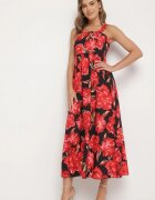 ann gissy Rochie Negru Evazată cu Vâscoză cu Imprimeu Floral Nilarune