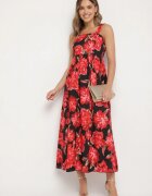 ann gissy Rochie Negru Evazată cu Vâscoză cu Imprimeu Floral Nilarune
